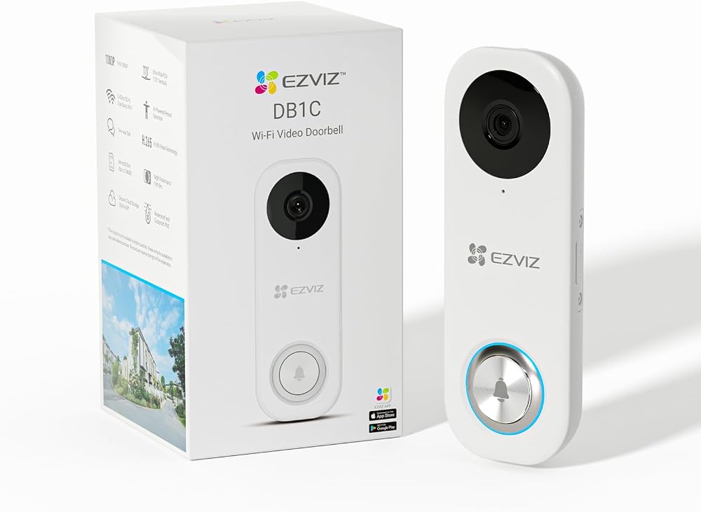 EZVIZ DB1C Wired Video Doorbell Camera 1080P 170 View Dual Band Wi-Fi 256GB SD