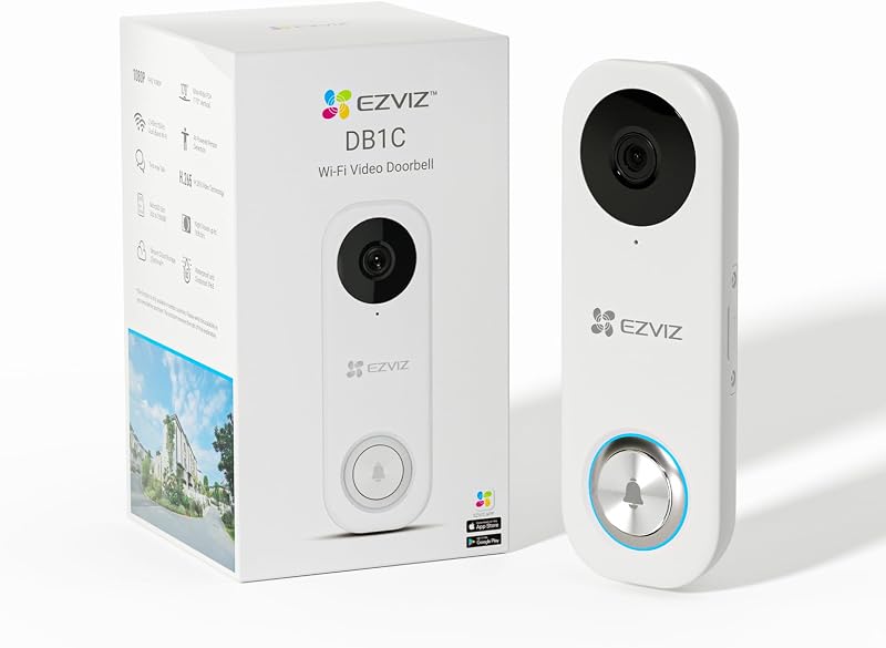 EZVIZ DB1C Wired Video Doorbell Camera 1080P 170 View Dual Band Wi-Fi 256GB SD