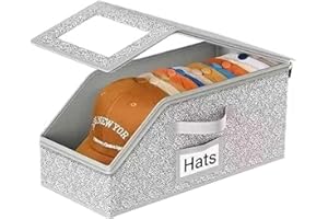 Hat Storage Box for Baseball Caps - Stackable Foldable, Hat Organizer for Closet, Baseball Cap Storage Box, Hats Storage Bins