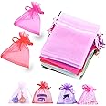 LYSXP Organza Bags 3×4 Inches，Small Jewelry Favor Pouches Christmas Candy Wedding Birthday Party Bags 100 Pcs Random 10 Colors Sheer Organza Gift Bags (Mixed Color,3"×4"…