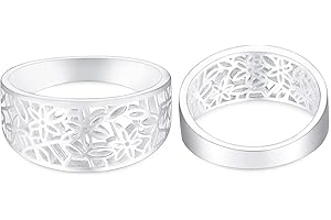 MeMeDIY 925 Sterling Silver Flower Pattern Leaf Filigree Engagement Wedding Jewelry Daisy Ring for Women Size 4-12
