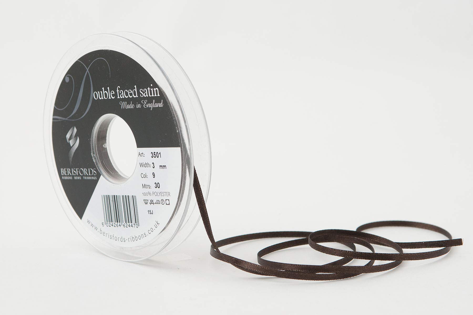 Berisfords Double FACE Poly Satin Ribbon, Cuban, 10.5x10.5x1.3 cm