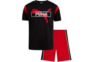 PUMA Boys' Active Shorts Set - 2 Piece Dry Fit T-Shirt and Performance Gym Shorts - Activewear Clothing Set for Boys (S-L)