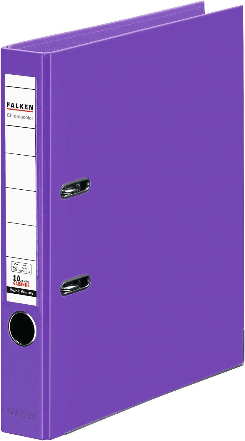 Original Falken 10-pack Chromocolor premium folders. Made in Germany. Plastic cover outside and inside 5 cm wide DIN A4 violet Ring binder File folder Letter file Office folder Plastic folder - Image 4