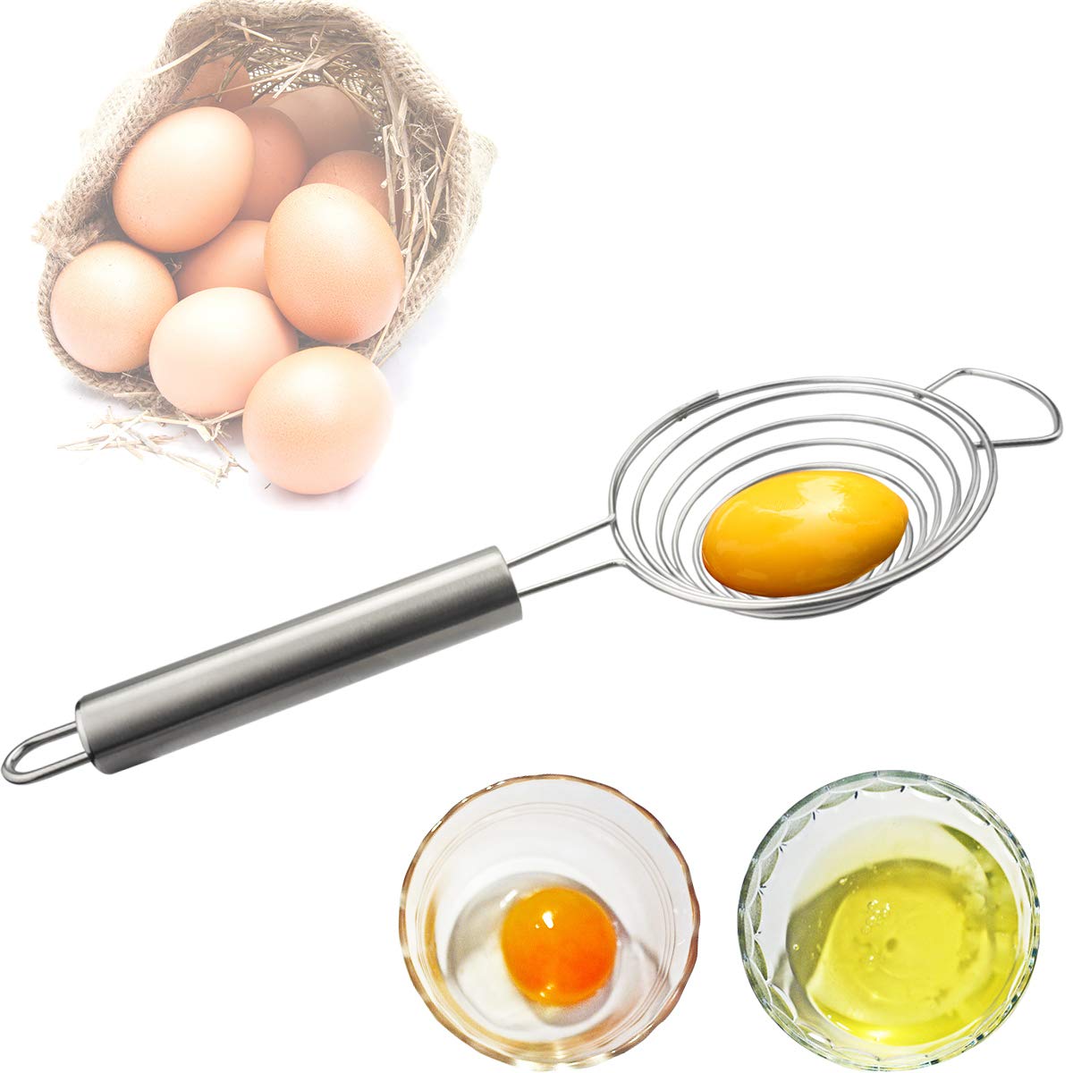 Buy Stainless Steel Egg Separator, Funnelshaped Egg Yolk Separator