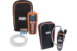 Klein Tools 80142 Gas Leak Detector Kit, Combustible Gas Detector and Digital Manometer HVAC Pressure Tester, Dual-Port, 2-Piece