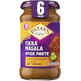 Patak&rsquo;s Tikka Masala Spice Paste - Medium Indian Curry Paste w/a Blend of Freshly Ground Spices - Vegan &amp; Gluten-Free - Flavorful Tikka Masala Curry Base for Home Cooking &amp; More - 10oz Jar (Pack of 6)
