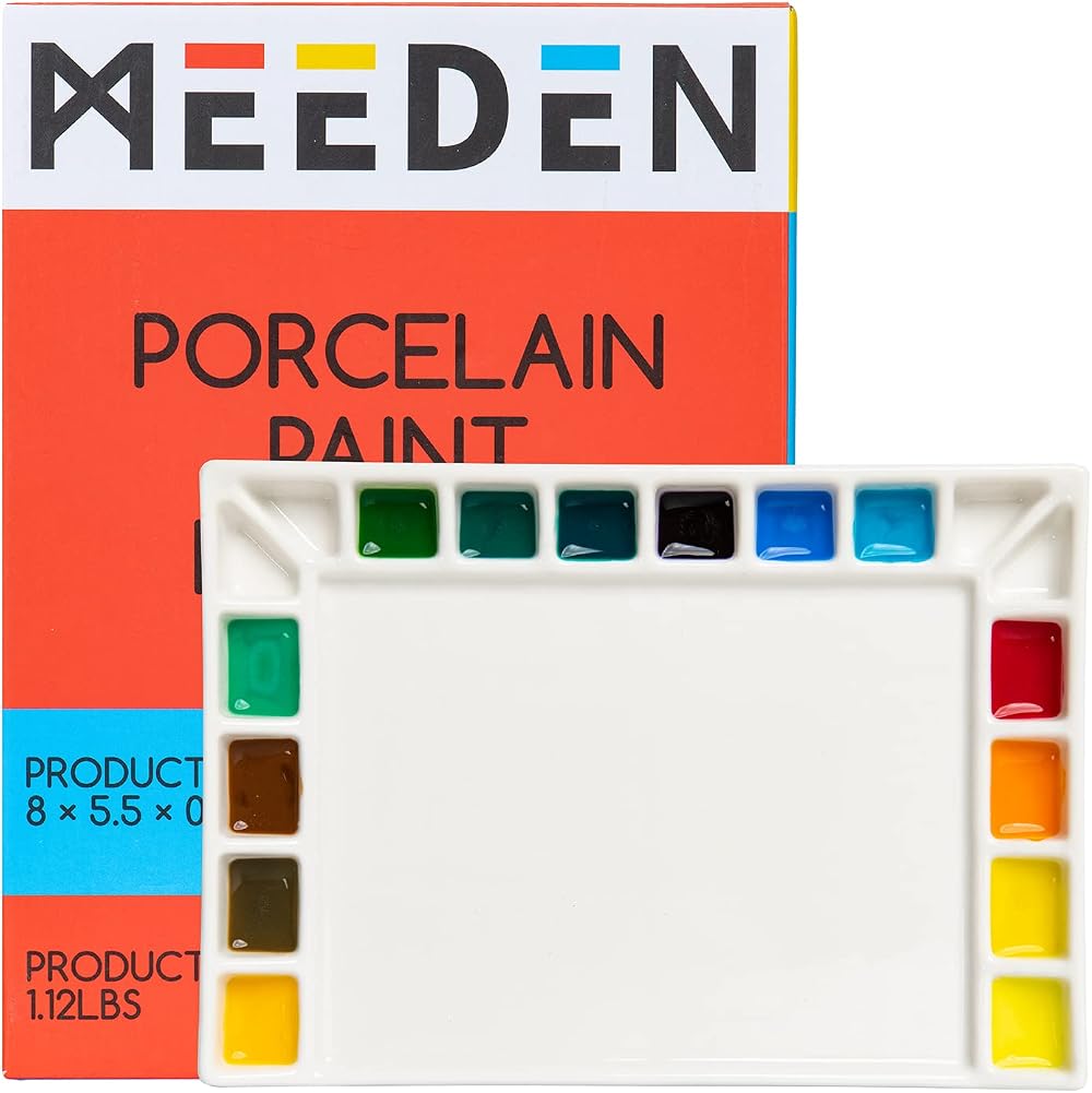 MEEDEN Ceramic Artist Paint Palette 18 Wells 20.3x14cm for All Paints
