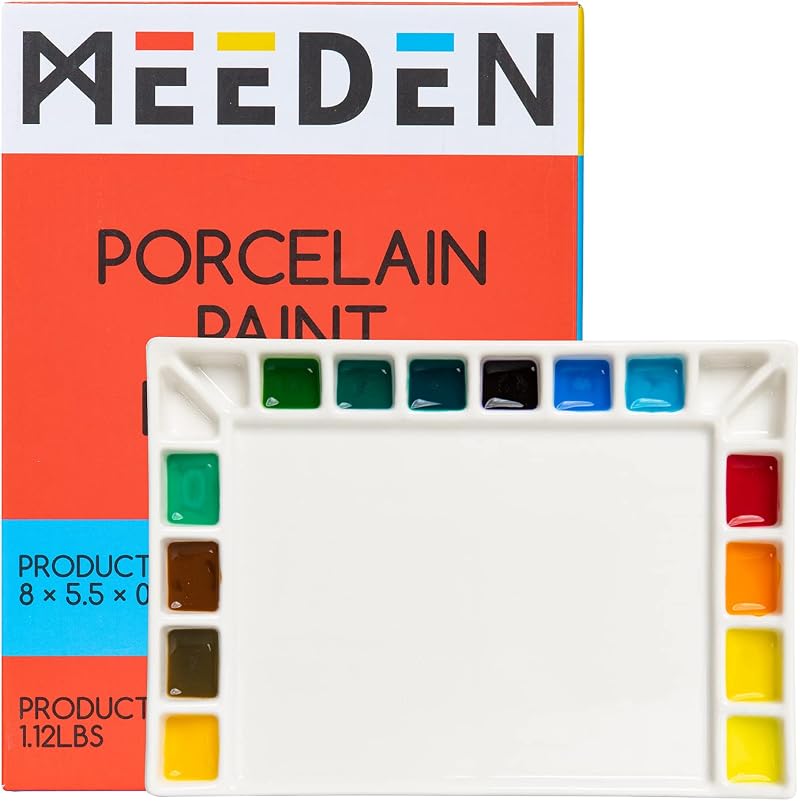 MEEDEN Ceramic Artist Paint Palette 18 Wells 20.3x14cm for All Paints