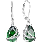 Rocayi Birthstone Dangle Drop Earrings for Women 925 Sterling Silver Teardrop Leverback Earrings Jewelry Gifts for Wife Mother Her