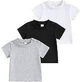 Tsseiatte 3-Pack Toddler Baby Boy Girl Short Sleeve Crew Neck T Shirt Pullover Shirts Summer Basic Tees Solid Casual Clothes