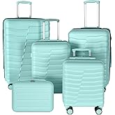 WireHot 5-Piece Luggage Set, Lightweight ABS+PC Hard Shell Suitcase with YKK Zipper & TSA Lock for Family, MInt Green, 14in/18in/20in/24in/28in