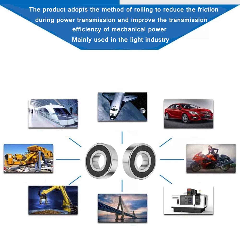 Yanmis Ball Bearing,10Pcs 17x47x14mm 6204-2RS High Speed Double-Sided Seal Deep Groove Raceway Bearing Material:Bearing Steel Inner/Outer Diameter Approx 0.8in/1.9in - Image 3