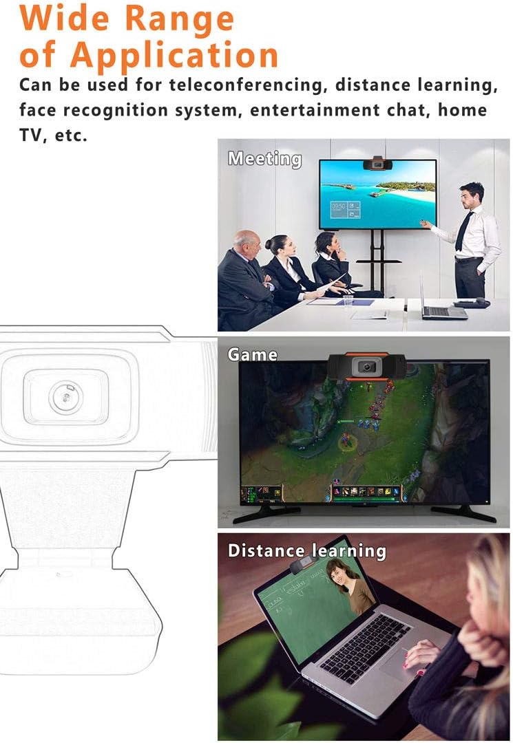 Tec-Digi Full HD USB Web Camera for Computer with Microphone Video Call,Plug and Play Rotatable USB Camera for Conference Live Laptop Desktop - Image 5