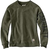 Carhartt womens Relaxed Fit Midweight Crewneck Block Logo Sleeve Graphic Sweatshirt