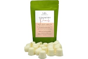 Lux Wax Melts Country Peach Soy Wax Melt Dots – No Mess, Hand-Poured in Canada, Juicy Ripe Peach Scent Throw, Eco Rice Paper 