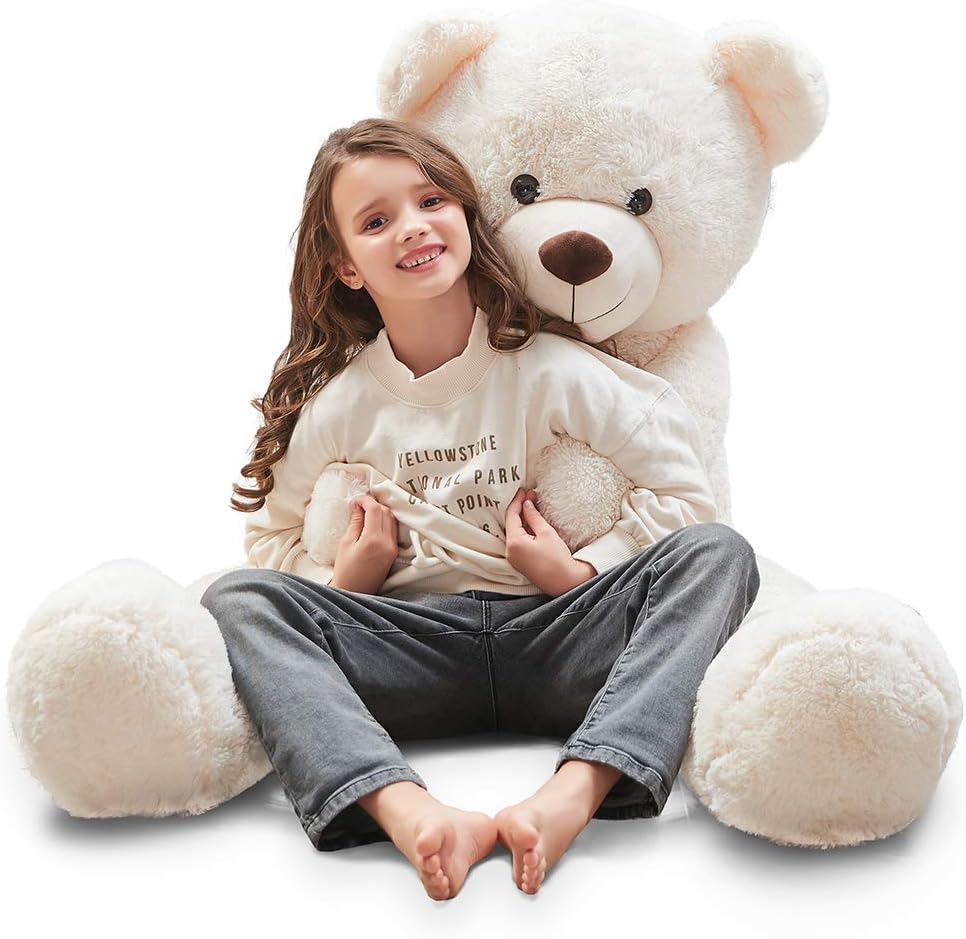 MorisMos 47 inch Giant Teddy Bear Stuffed Animals Plush Cute Soft Toys Teddy Bear for Girl Children Girlfriend Valentine's Day White 1.2M: Toys & Games