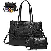 Lunch Tote Bag with Insulated Compartment for Women Daily Work, PU Leather Laptop Bag with 15.6 Inch Computer Compartment