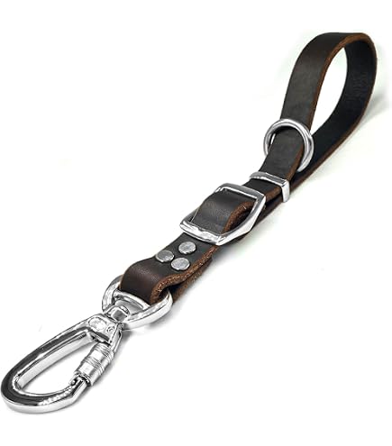Amazon.com : Leather 15 Inch Dog Leash Black - Short Dog Leash for Training  Large & Medium Dogs - Traffic Lead Short Lead 1ft - Full Grain Heavy Duty  to Control Service