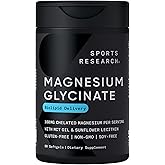 Sports Research® Magnesium Glycinate - Supports Restful Sleep & Enzymatic Processes - 160 mg Chelated Magnesium - Liquid Softgel - 60 Count