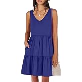 ANRABESS Womens Summer Casual Tank Dress Sleeveless V Neck T Shirt Sundress Flowy Tiered Swing Mini Beach Vacation Dresses