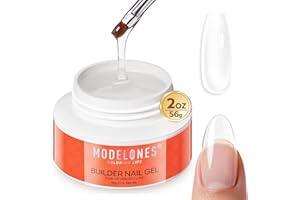 modelones Builder Nail Gel, 10-in-One Builder Clear Hard Gel High Hardness for Extension Apex Building Sculpting Overlays Home Salon LED Cured 2oz