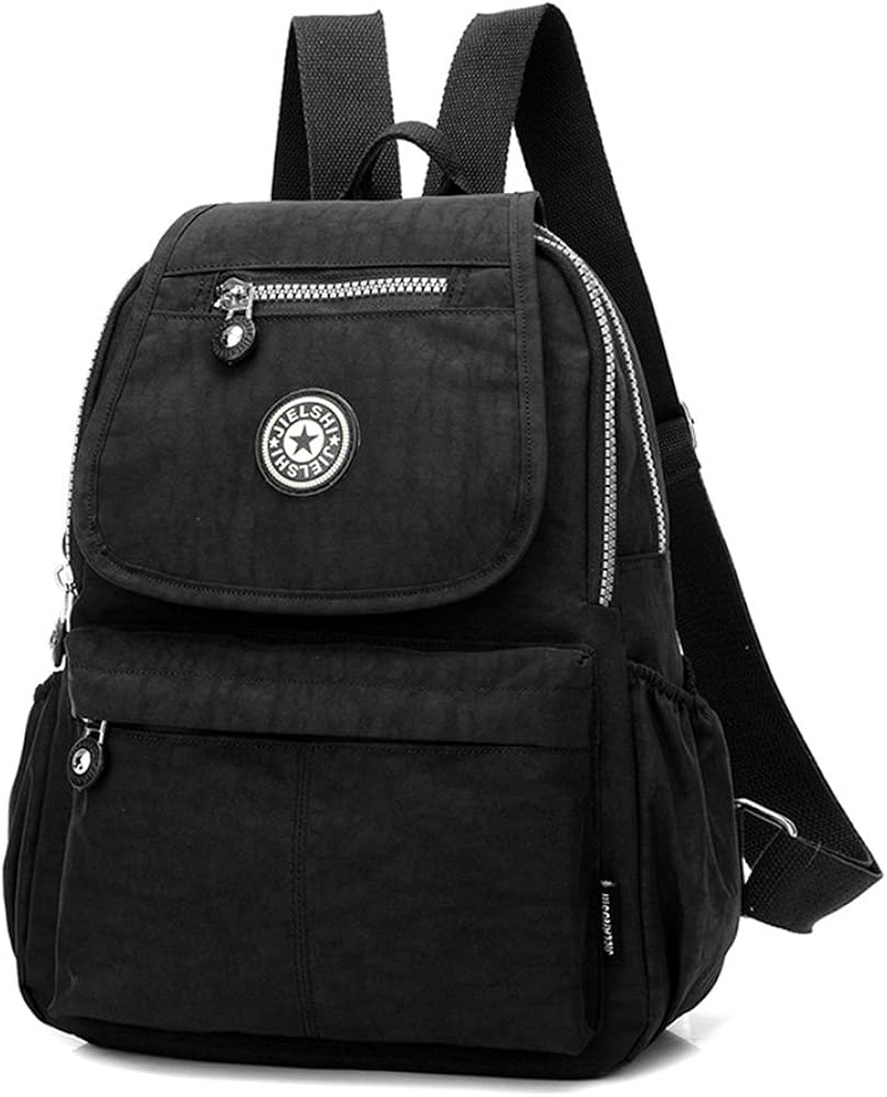 XUEREY Women's Small Handbag Nylon Shoulder Bag Casual Day Pack Multi-Pocket Casual Waterproof Nylon Bags Travel School Bag Laptop Backpack (Black) - Image 3