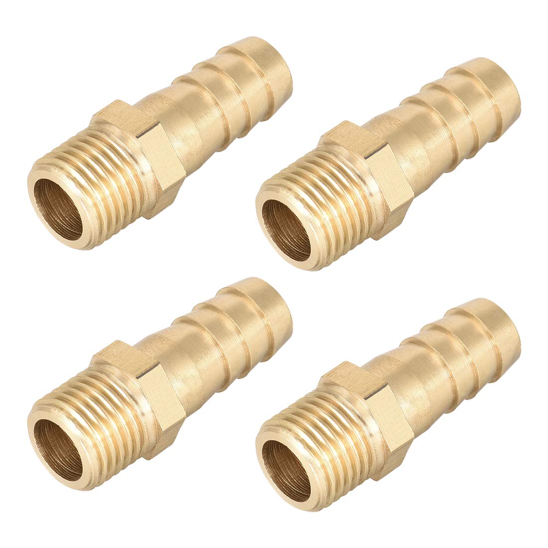 sourcing map Brass Fitting Connector Metric M12-1.25 Male to Barb Fit Hose ID 10mm 4pcs