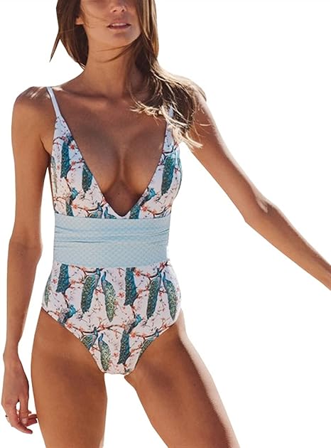 Amazon Co Jp Godder おなかのコントロールプッシュアップ水着ワンピース女性ハイウエストビキニスイミングスーツオープンバック水着vネックボディスーツ 水着女性 Color Blue サイズ S ホーム キッチン