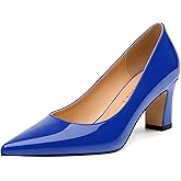 GUAVAIVY Women's Pumps, Pointed Closed Toe Mid Heels, Slip On Patent Shoes for Working Partying Wedding