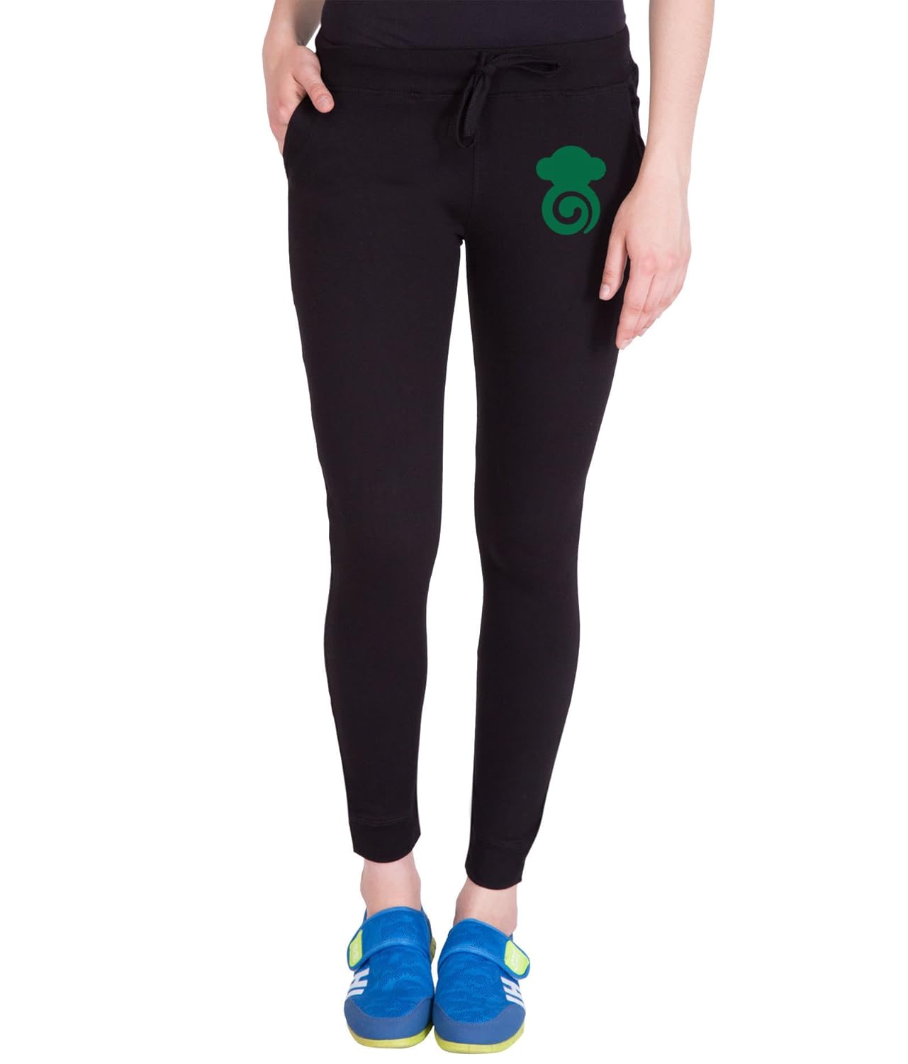 american-elm black round monkey printed lower for women