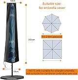 OKPOW Parasol Cover 600D Waterproof 2m-3m UV Windproof with Zip view 2