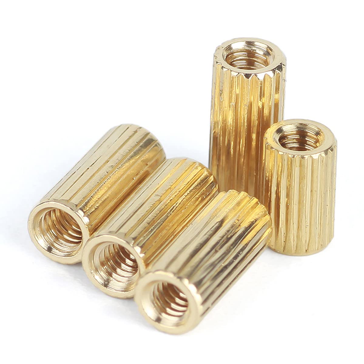 MACHSWON 10 PCS Round Knurled Hollow Copper Column M2*30mm Brass Spacer Standoff Screw Nut Threaded Pillar Copper Column