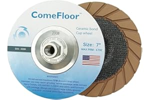 COMEFLOOR Concrete Grinding Cup Wheel 7" Ceramic Diamond Cup Wheel for Floor Grinding, Fits 5/8"-11 Arbor Angle Grinder, 200# Medium