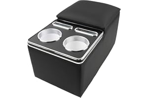 CEMOFE Universal Bench Seat Center Console, Center Console Organizer with Cup Holders, Designed for Durability and Style (Regular, Black)