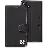 SafeSleeve Wallet Leather Case for iPhone 16 EMF Blocker for Cell Phone with 3 Card Holder & Adjustable Stand – Magnetic Closure, and Magnetic Folio Protection for Daily Use (Black)