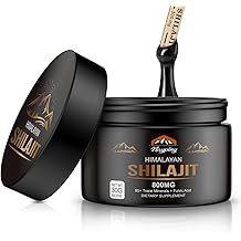 Shilajit Pure Himalayan Organic Resin - 800mg Gold Grade Shilajit Resin with Fulvic Acid &amp; 85+ Trace Minerals Complex for Ene