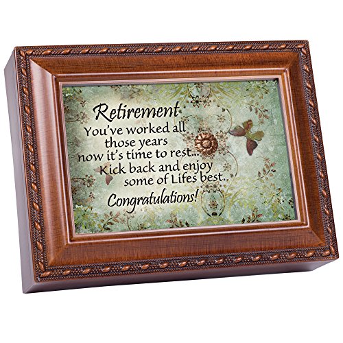 Cottage Garden Retirement Woodgrain Music Box/Jewelry Box Plays Wonderful World