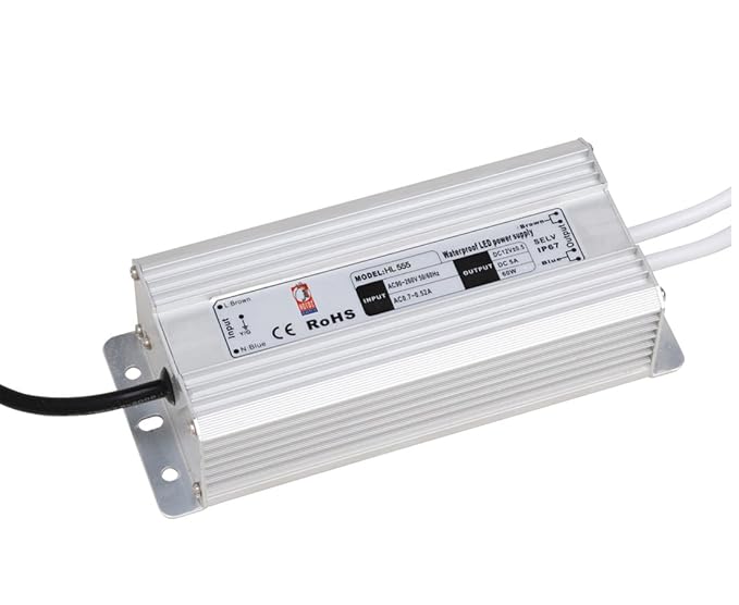 LED Trafo Netzteil Netzadapter Driver Transformator 12 Volt Wasserdicht IP67 12V - 5A - 60W für innen und Außenbereich