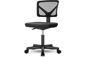 Sweetcrispy Office Computer Desk Chair, Ergonomic Low-Back Mesh Rolling Work Swivel Chairs with Wheels, Armless Comfortable Seat Lumbar Support for Home,Bedroom,Study,Student,Adults, Black