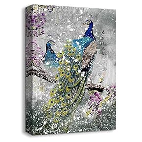 NWT Canvas Wall Art Beautiful Peacock Painting Artwork...