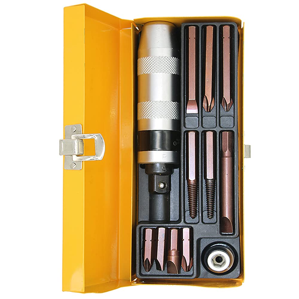 Screwdriver Set, 12pcs Impact Screwdriver Set, Decapitation Extractor Manual Reversible Impact Screw Driver Kit, Portable Rusty and Frozen Screw Removal Tool for Screws
