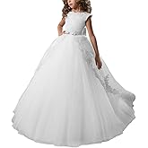 ABAO SISTER Fancy Flower Girl Dress Fancy Puffy Long Dress by Lace and Tulle Ball Gown for Wedding Communion