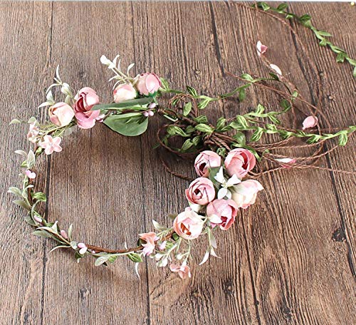 image for YnimioAOX Handmade Adjustable Flower Wreath Headband Halo Floral Crown