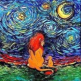 Lion King Inspired Art - Father Son Art, Lions, Poster PRINT - Starry Night - van Gogh Never Saw The Sahara - Art by Aja 8x8, 10x10, 12x12, 20x20, 24x24 inch sizes