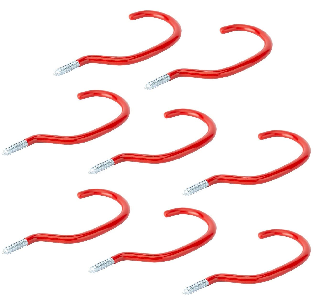 TERF® Universal Tool Hook Screw-in Hooks Storage Shed Garage Utility Hook Multi-Purpose Hooks Set Heavy Duty Wall Mount Vinyl Coated Storage Household Hooks for Garden Garage Shed Tools - Pack of 8