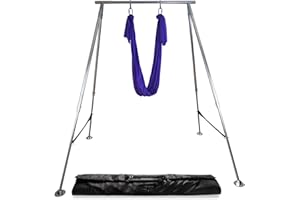Uplift Active Adjustable Yoga Aerial Rig - Only Premium Home Yoga Stand with Adjustable Height | Portable Stainless Steel Rig | Aerial Fitness, Use with Hoops/Lyra, Silks & Hammock