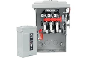 JINDOUZI 3P 30Amp 110/240V 3 Wire Fusible Heavy Duty Safety Switches，Ac Disconnect Switches Box，Quick Disconnect Safety Switch，Equipped with fuses