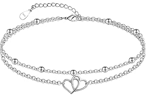 CHIC & ARTSY 925 Sterling Silver Ankle Bracelets for Women, Adjustable Layered Foot Chains with Nature & Symbol Charms, Lightweight Comfort Fit Boho Beach Everyday Jewelry