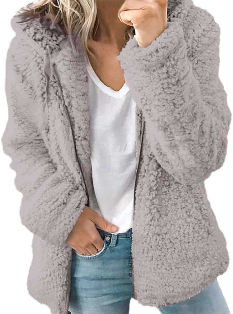Teddy Jacket Fleece Hooded Coat Fluffy Outwear Womens Autumn Winter Casual Loose Warm Up Sweatshirt Ladies Hooded Jackets Coats